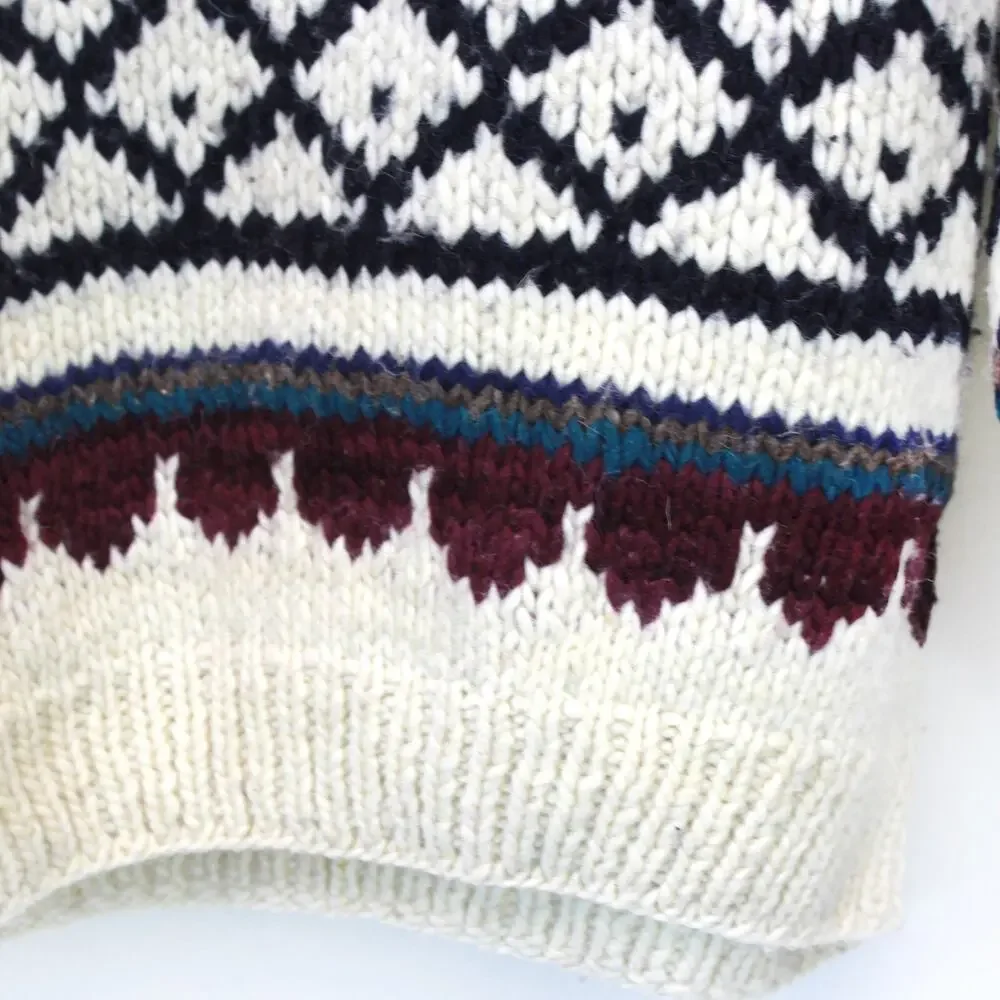 Door to the World Vintage Wool Fishermen Chunky Knit Pullover Sweater One Size